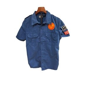 A Day To Remember ADTR Parks & Devastation 2014 Tour Work Shirt Mens Medium Blue